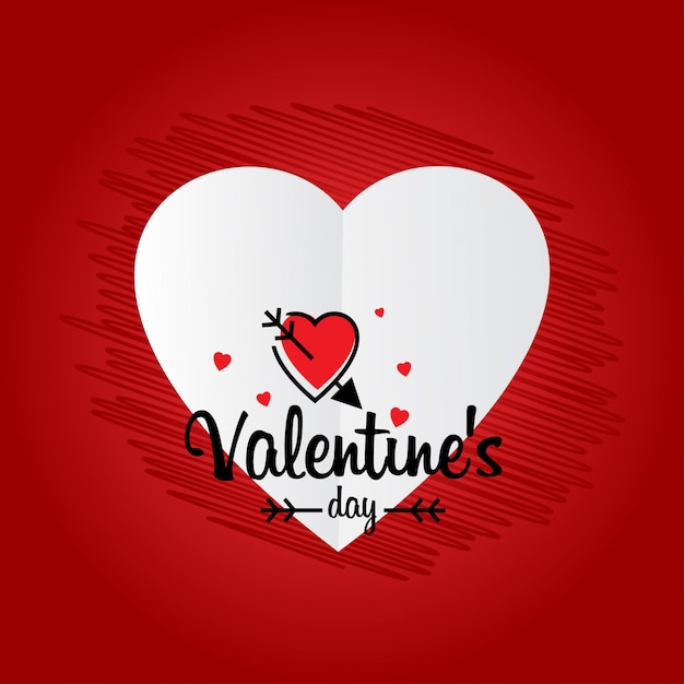 Vector valentine´s day card with red pattern background and hearts