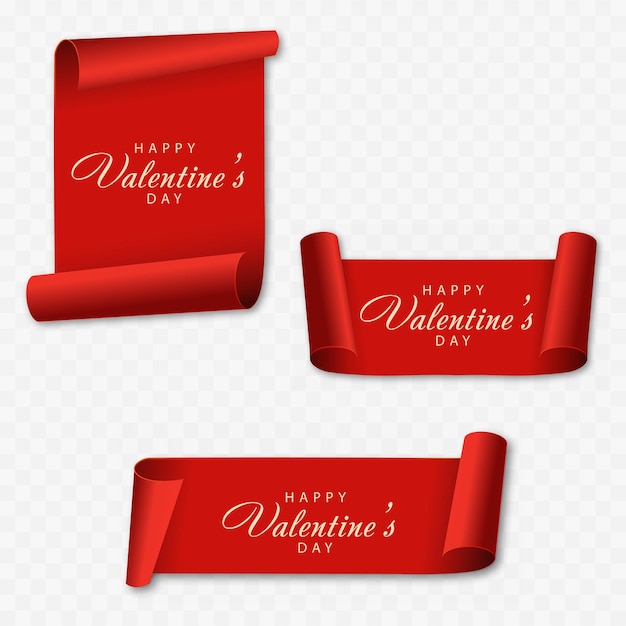 Valentine's day card with red scroll. vector.