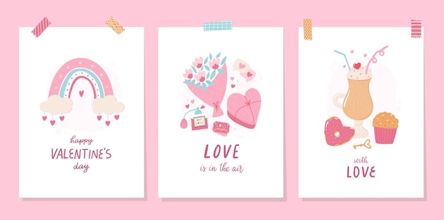 Valentine's day cards posters prints invitations banners collection with lettering quotes