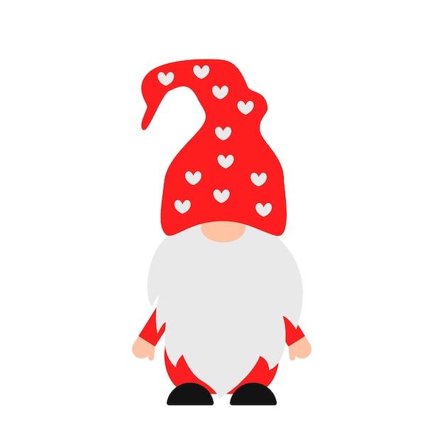 Valentine s Day or Christmas gnome isolated on white Scandinavian Nordic dwarf Cute cartoon character Vector template for banner poster greeting card t shirt etc