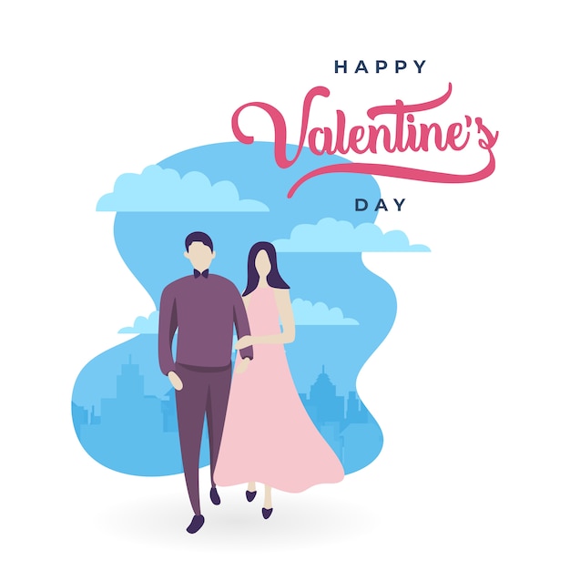 Valentine's day couple background cartoon style