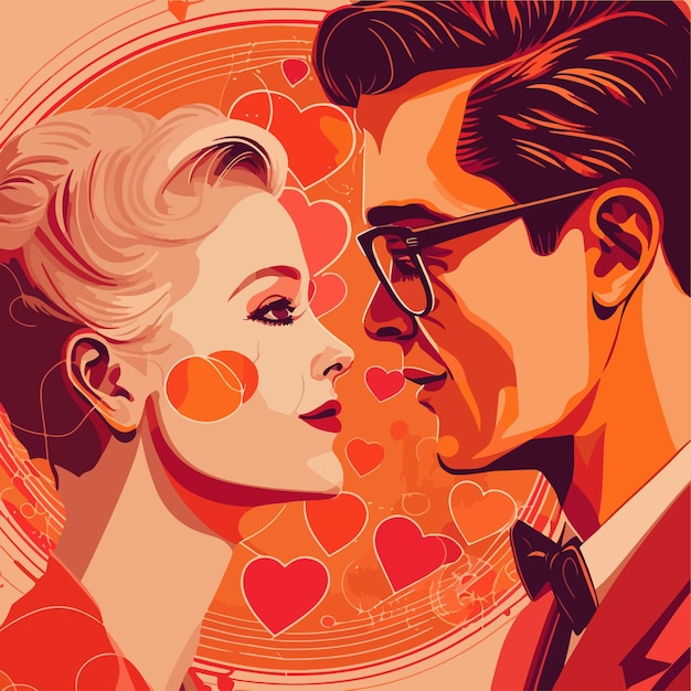 Vector valentine's day couple in love vector illustration