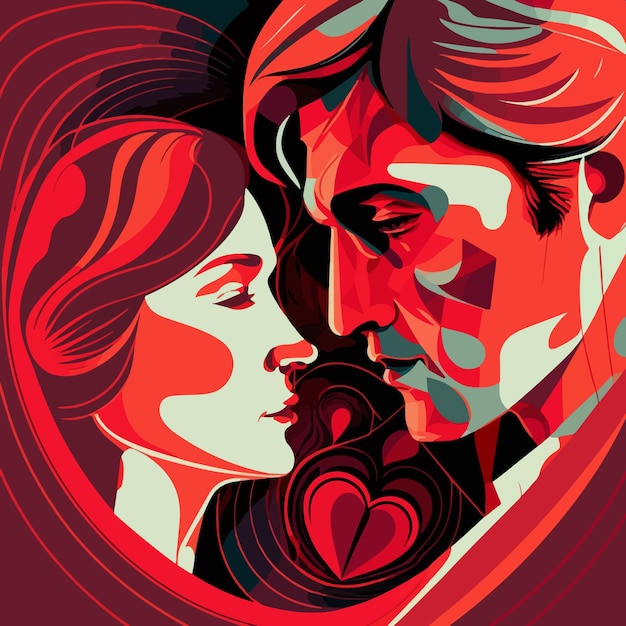 Vector valentine's day couple in love vector illustration