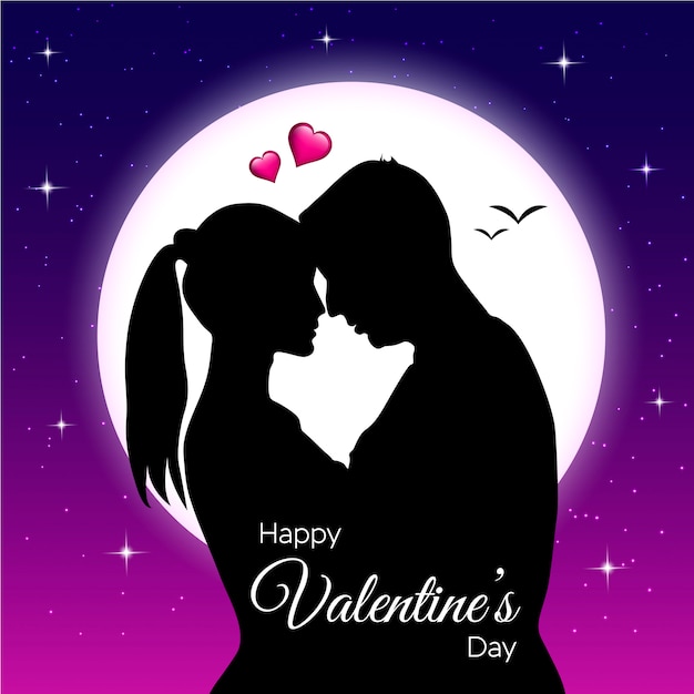 Valentine's day couple with moon background