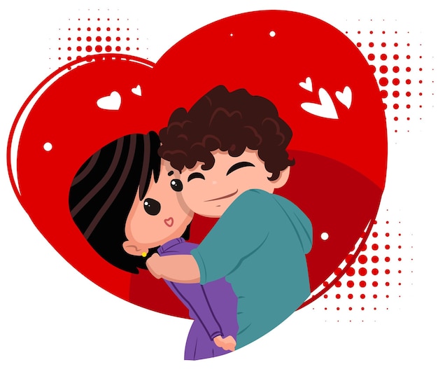 День святого Валентина, пары, празднующие день святого валентина, любовь, иллюстрация, вектор