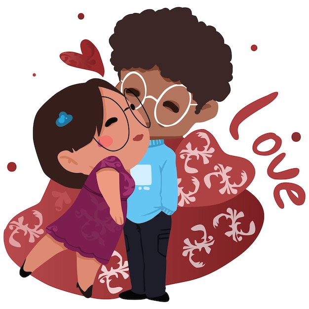 День святого Валентина, пары, празднующие день святого валентина, любовь, иллюстрация, вектор