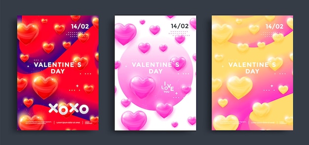 Copertine di san valentino con cuori.