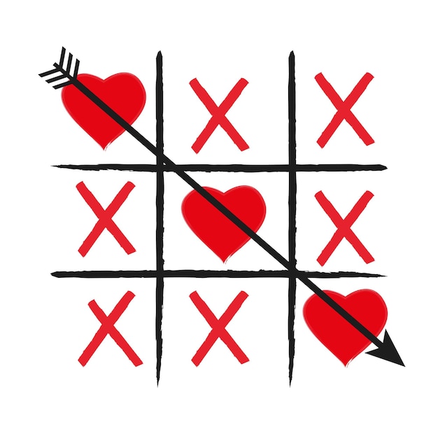 Valentine's Day. Crosses and hearts. Vector graphics in flat style