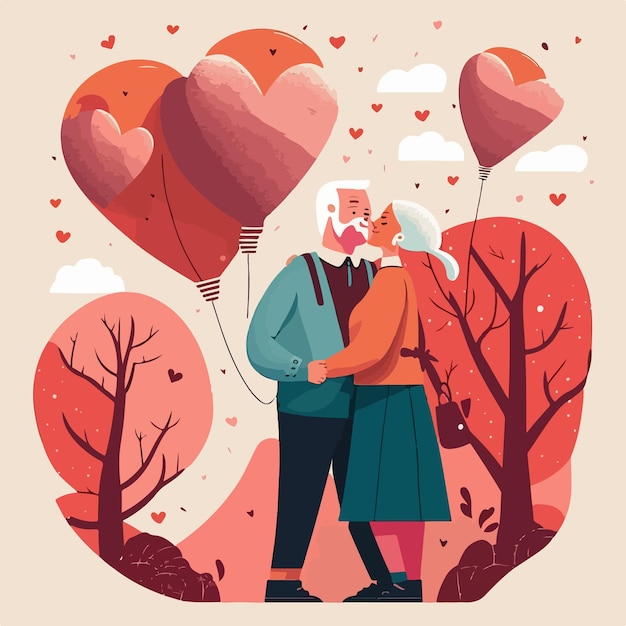 Valentine's day cute couple in love vector illustration