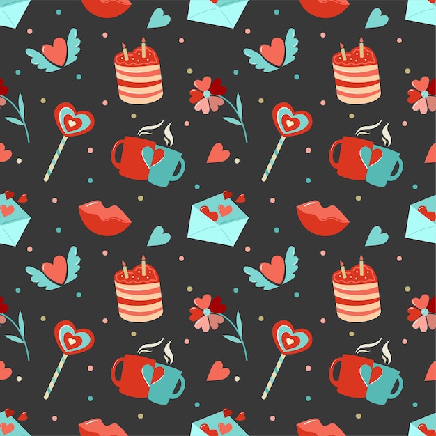 Valentine's day. cute and festive seamless pattern.