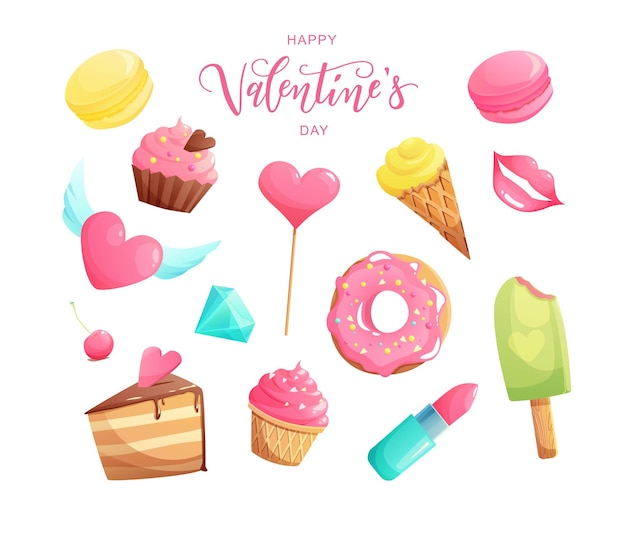 Valentine's day cute objects and elements