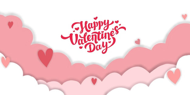 Valentine's day design with pink and white clouds decoration