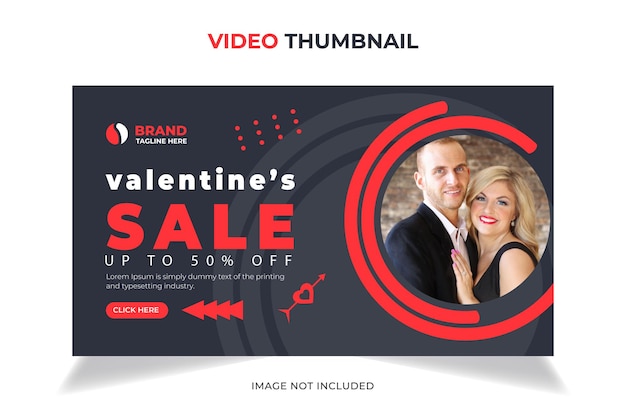 Valentine's day editable youtube video thumbnail template,