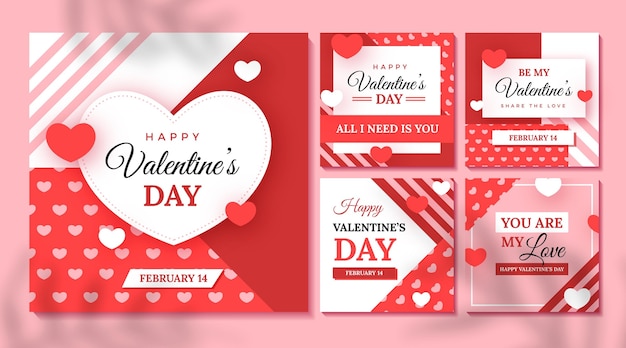 Vector valentine's day event instagram post collection