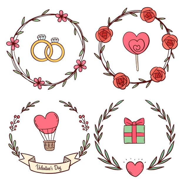 Vector valentine's day floral frame or vintage frame on white background