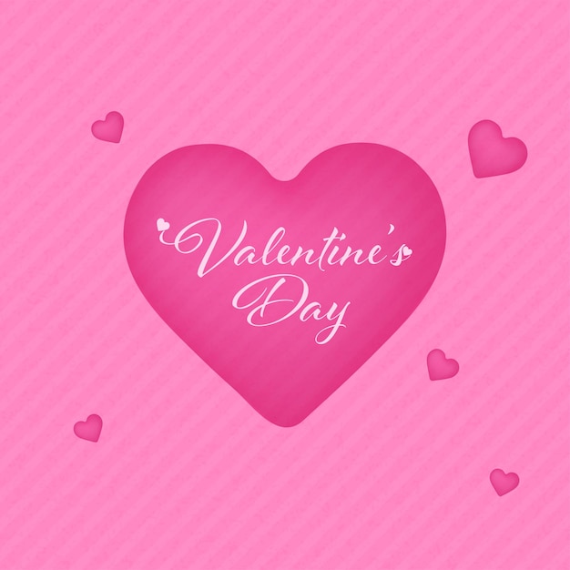 Valentine's day font with glossy hearts on pink stripe pattern background.