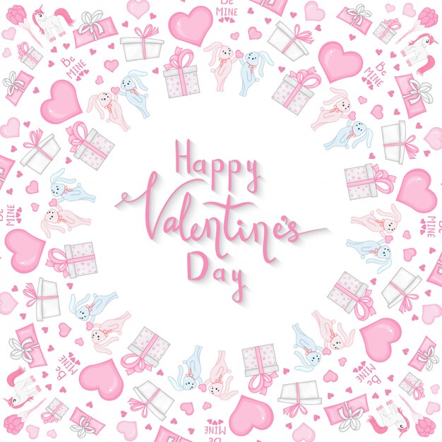 valentine's day frame. cartoon style. 
