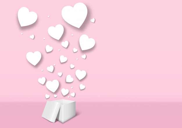 Vector valentine's day gift box on pink background