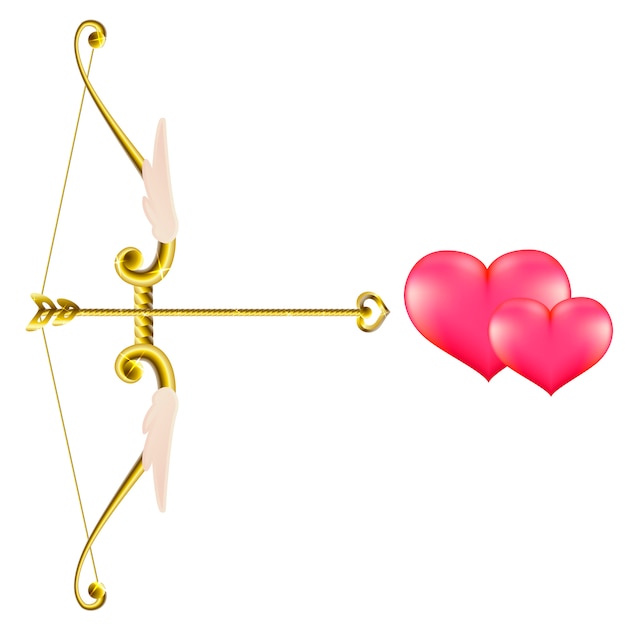 ベクトル バレンタインの金の弓と矢。