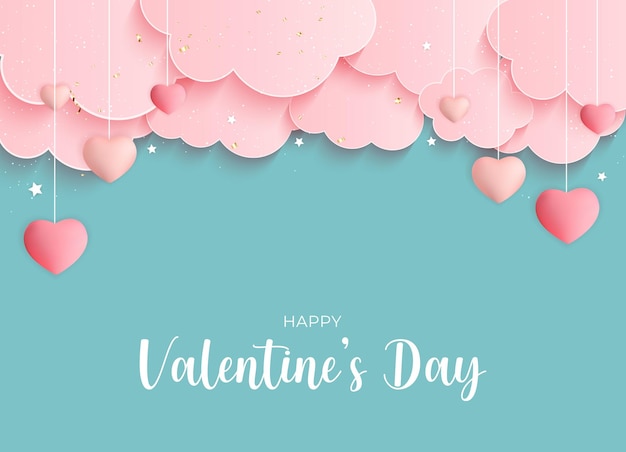 Disegno di sfondo di auguri di san valentino. modello per pubblicità, web, social media e annunci di moda. poster orizzontale, flyer, biglietto di auguri, intestazione per il sito web vector illustration eps10