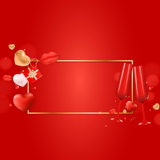 Valentine s Day Greeting Background Design. Template for advertising, web, social media and fashion ads. Horizontal poster, flyer, greeting card, header for website Vector Illustration