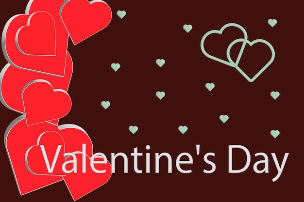 Вектор Поздравительная открытка на день святого валентина 3d сердца на темном фоне