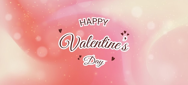 Valentine's Day greeting card on blurred gradient pink background
