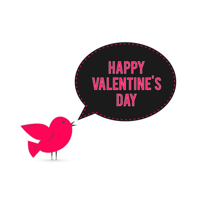 Vector valentine s day greeting card cute cartoon bird with speech bubble easy to edit vector template