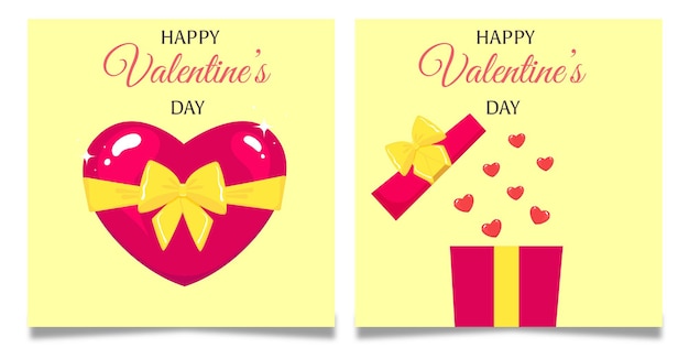 Valentine's Day greeting card set.