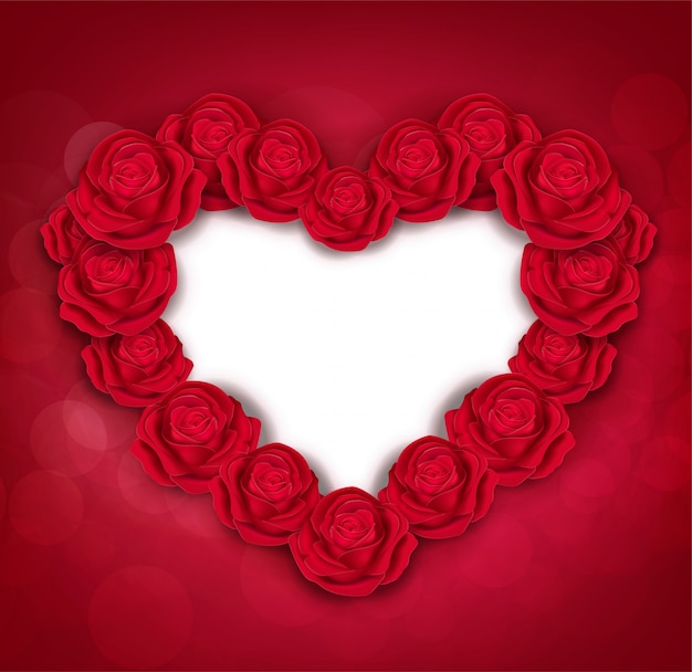 Шаблоны поздравительных открыток в день святого валентина. красные розы на красном фоне