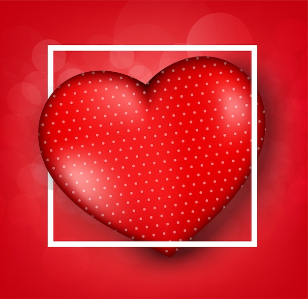 Valentine's day greeting card templates with realistic of beautiful red heart on red background