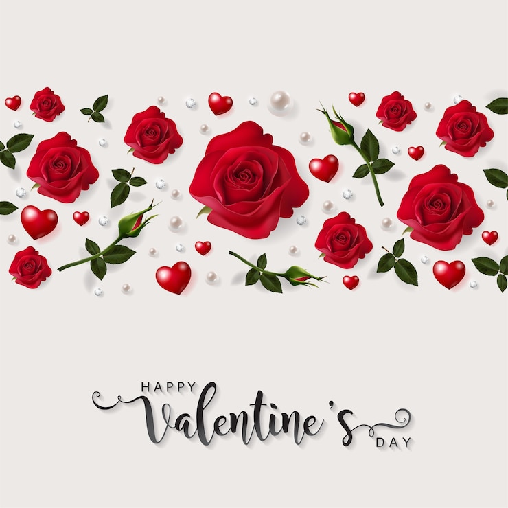 Vector valentine's day greeting card templates with realistic of beautiful red rose.