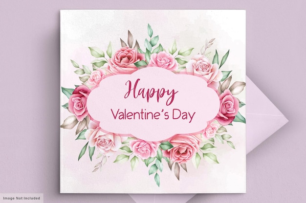 Valentine's day greeting card with beautiful floral and leaves