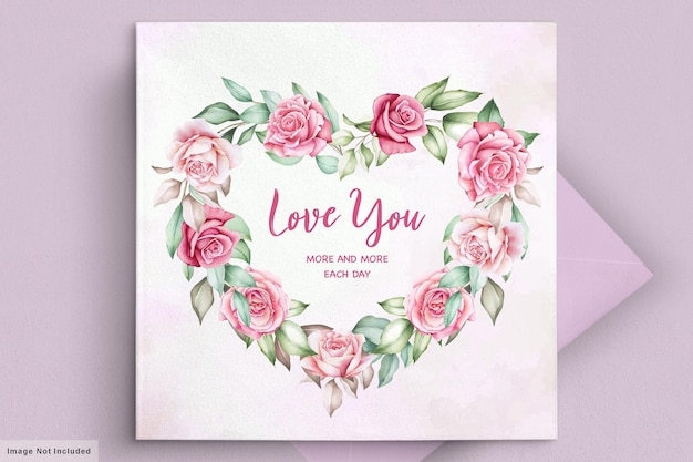 Valentine's day greeting card with beautiful floral and leaves