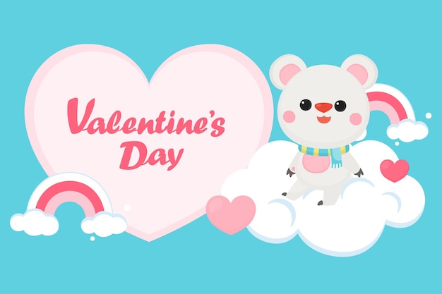 Valentine's day greeting card with cute bear