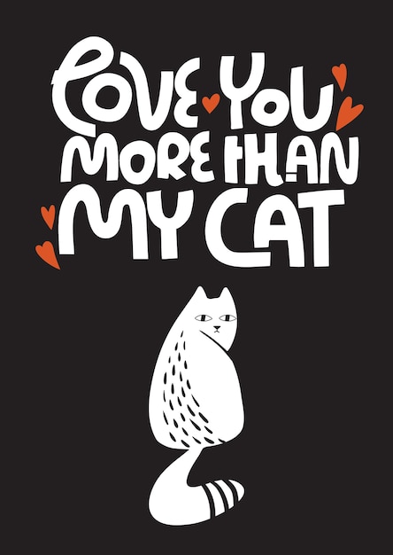 Valentine's day greeting card with sad cat