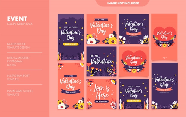 Saluto di san valentino per le storie e i feed di instagram