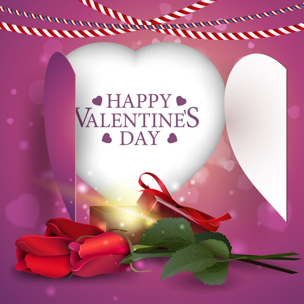 Valentine's Day greeting pink card template