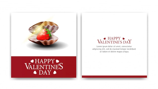 Valentine's day greeting white card with pearl shell 