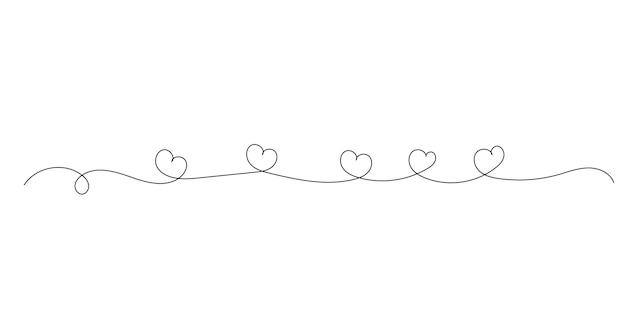 Vector valentine's day heart love greeting card continuous editable line art illustratie patroonontwerp