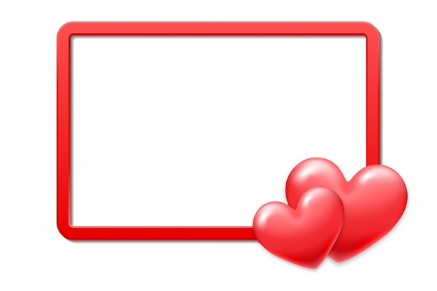 Valentine's day holiday red frame with shiny heart and copy space 