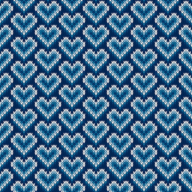 Vector valentine's day holiday seamless knit pattern with hearts