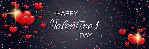 Valentine's day horizontal banner design vector template