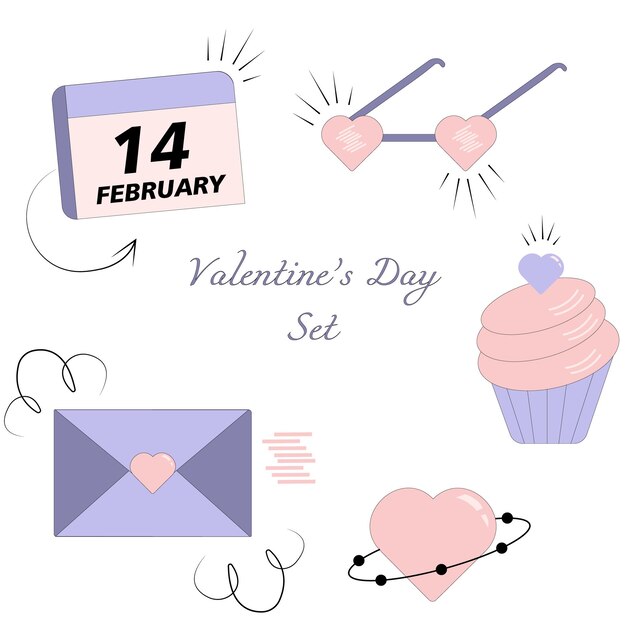 Valentine's day icons  set.Love.Vector elements  isolated on white background.