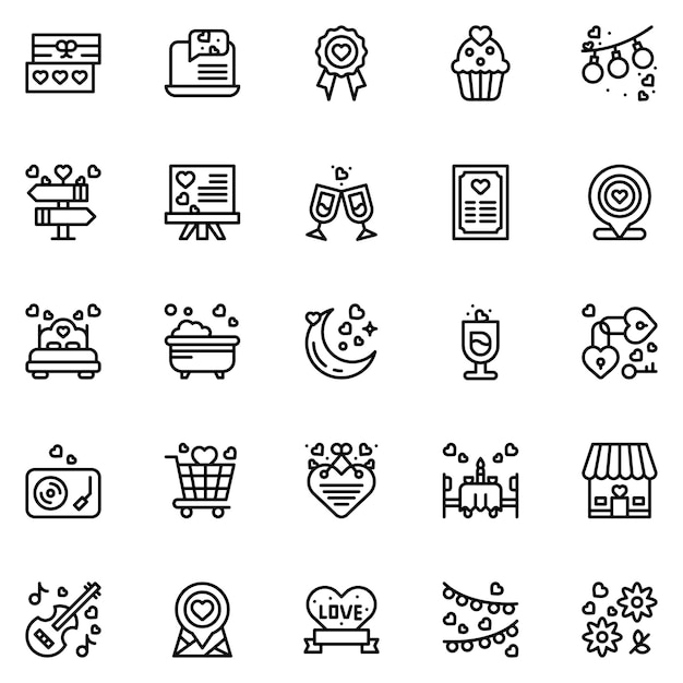 バレンタインデー アイコン テディベア文字リング ダイヤモンド ハート ローズとギフト ベクトル イラスト
