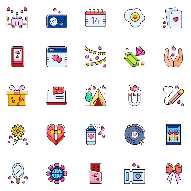 Valentine's day icons vector illustration