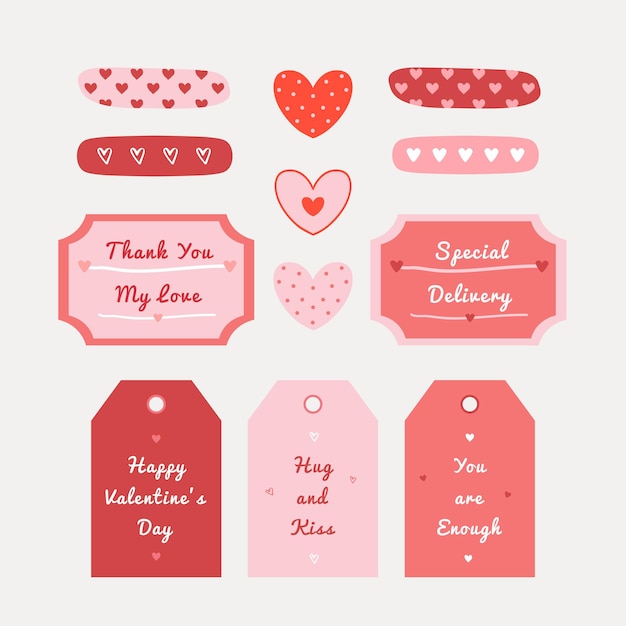 Valentine's day illustration set with hand drawn heart texture for fabric, wrapping, textile