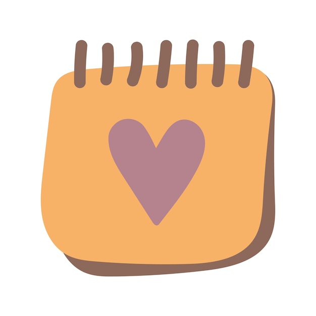Valentine's day illustration tear off calendar with heart decorative element romantic love icon