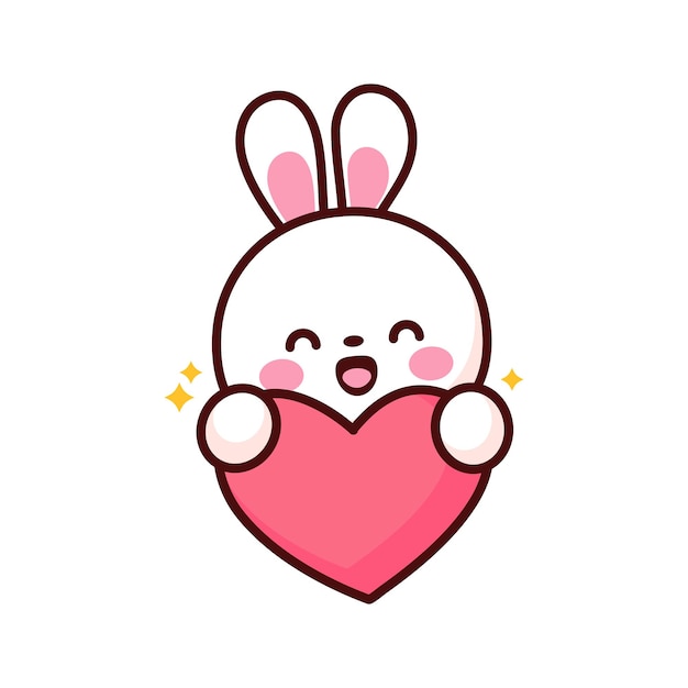 Vector valentine's day illustration with kawaii bunny