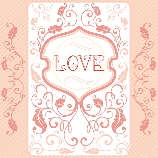 Valentine's Day Illustration with Vintage Ornaments and Detailed Love Text